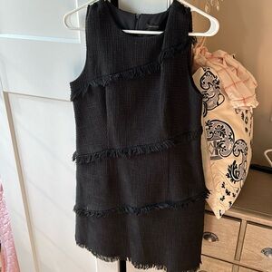 Ann Taylor - Black Tweed Dress with Fringe